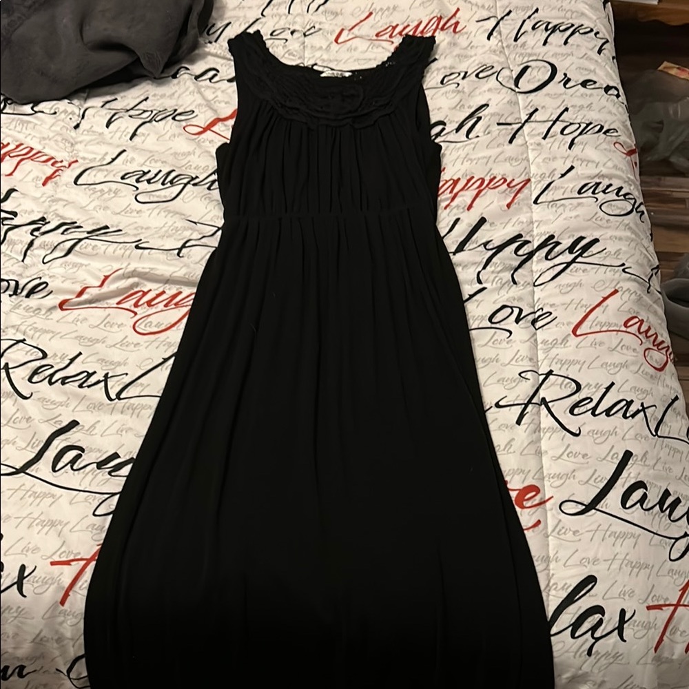 White Mark Black Maxi Sundress Sleeveless Scoop Neck for Casual Cocktail